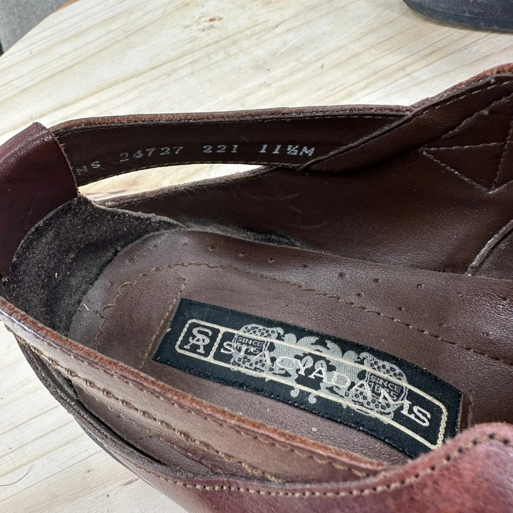Stacy Adams Fisherman Sandals Mens 11.5M Brown Leather Woven Buckle 24727-221